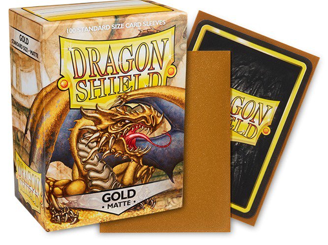 Dragon Shield Standard Matte Card Sleeves Gold 100 Count, Textured Trading Card Protector Sleeves for MTG, Pokémon, Lorcana, Flesh and Blood, Standard Size 63 x 88 mm (PRE-ORDER)
