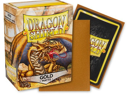 Dragon Shield Standard Matte Card Sleeves Gold 100 Count, Textured Trading Card Protector Sleeves for MTG, Pokémon, Lorcana, Flesh and Blood, Standard Size 63 x 88 mm (PRE-ORDER)