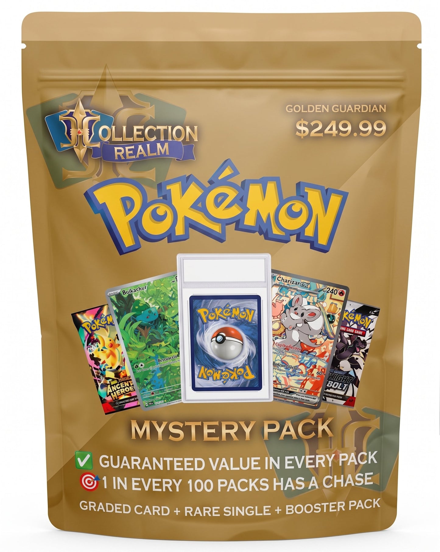 Pokémon TCG Mystery Pack $249.99 – Includes Graded Pokémon Card, Sealed Booster Packs & Bonus Trading Cards – Premium Collectible Mystery Bag for Pokémon Card Collectors