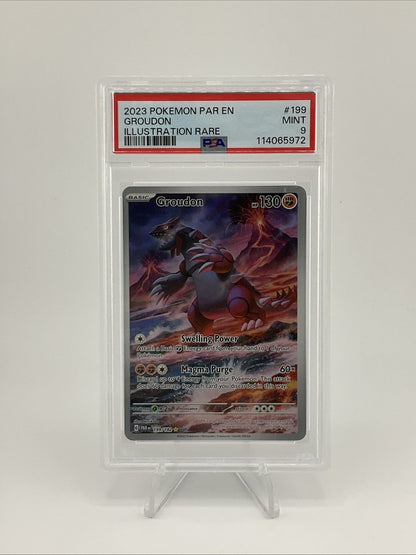 Pokemon TCG S&V Paradox Rift Groudon Illustration Rare 199/182 Graded PSA 9