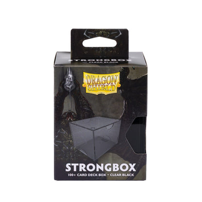 Dragon Shield Strongbox Card Deck Box Black 100+ Double-Sleeved Card Capacity, Clear Acrylic TCG Storage Case, Stackable Deck Box with Secure Vacuum Seal Closure