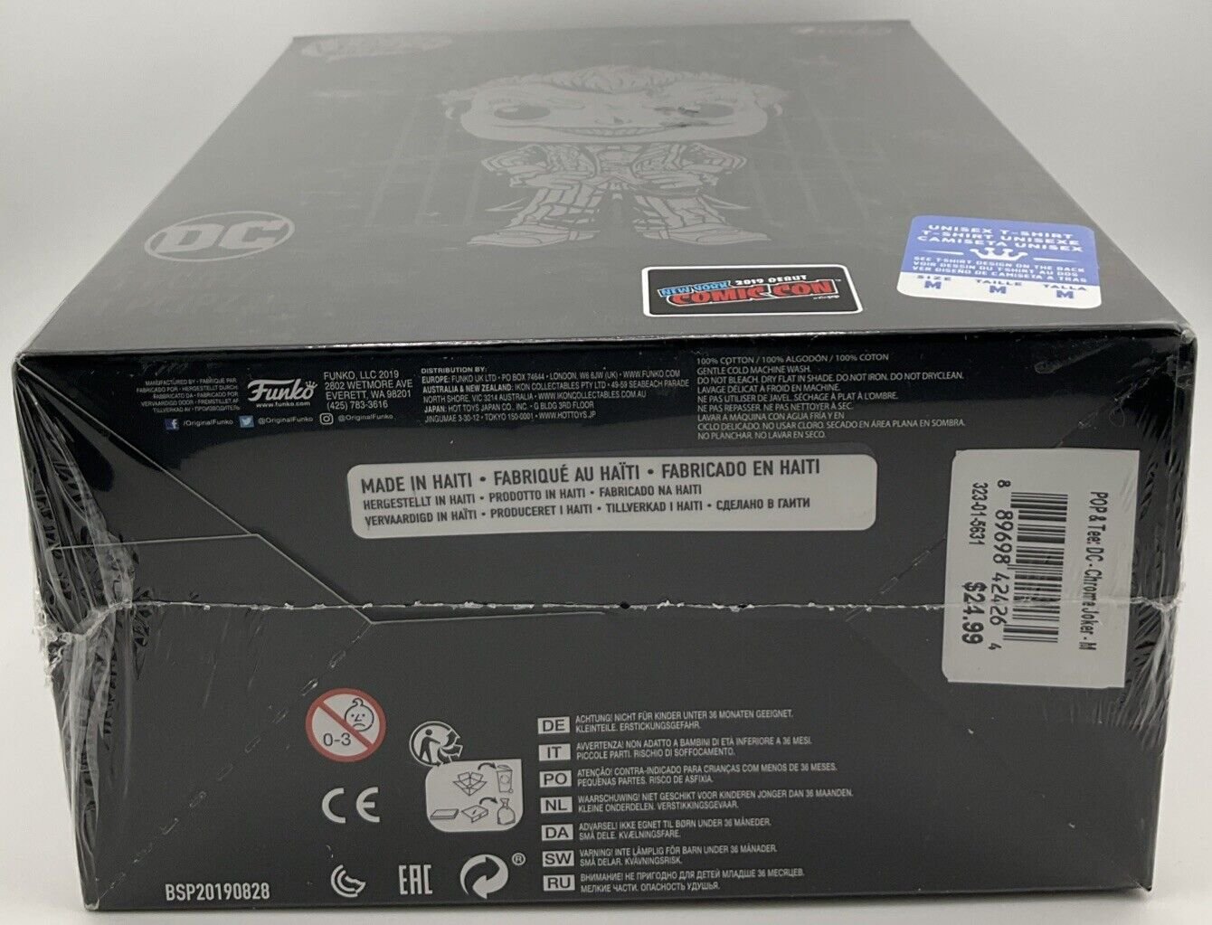 Funko POP! Tees Arkham Asylum The Joker [Black Chrome] Size M 2019 NYCC Sealed
