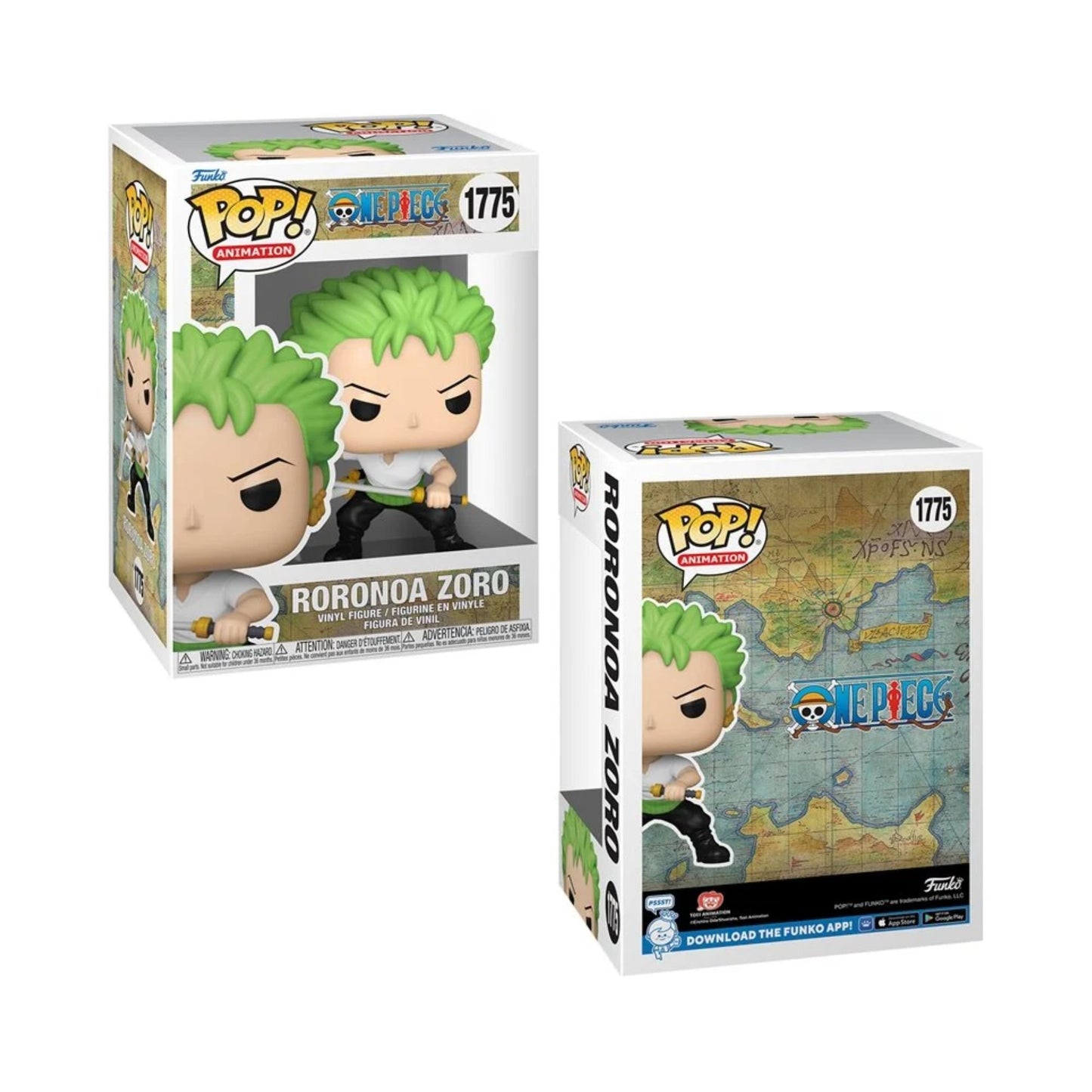 Roronoa Zoro with Sword (2024) Funko Pop! Animation One Piece - Set of 2 (Includes Common and Chase Variant) - Collectible Vinyl Figure #1775 with Window Display Box