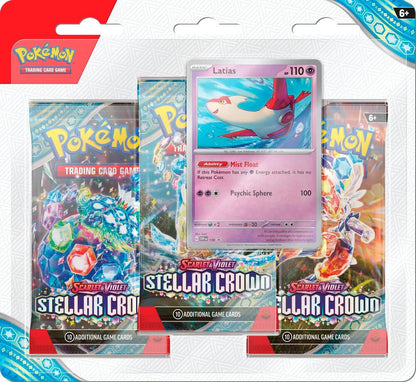 Pokemon TCG Scarlet and Violet Stellar Crown 3 Pack Blister Latias Trading Card Game