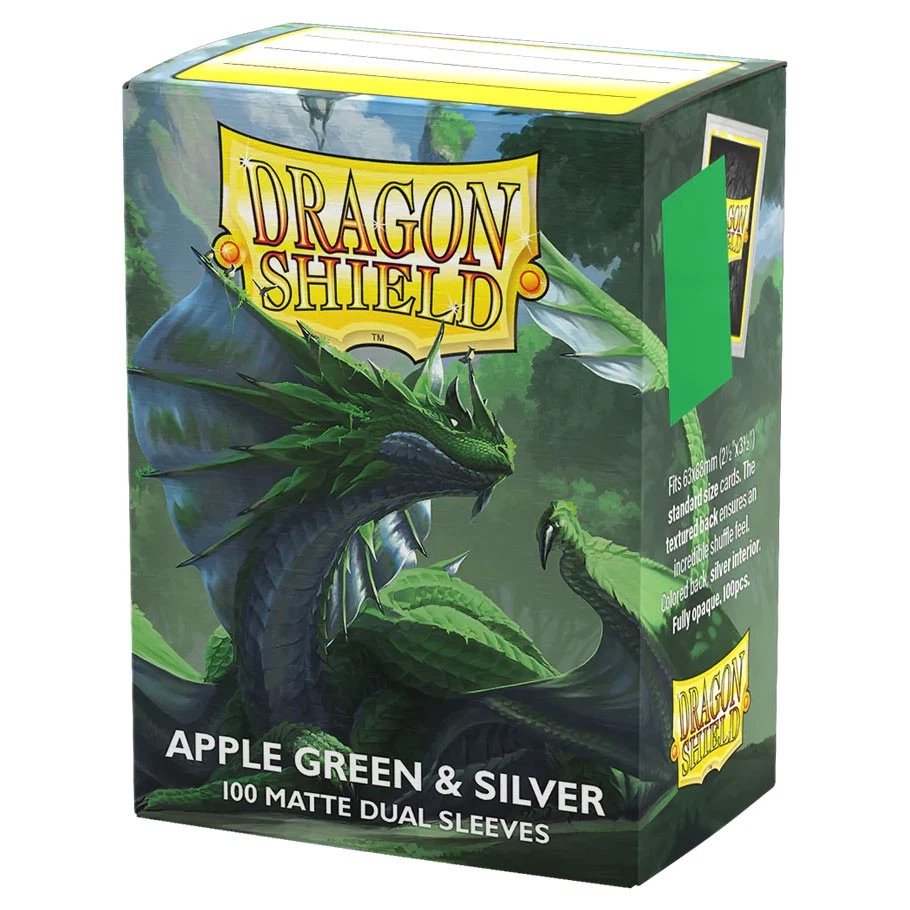 Dragon Shield Dual Matte Sleeves Apple Green & Silver (100 Count) – Standard Size Trading Card Sleeves for MTG, Pokémon, Lorcana, Flesh and Blood – Fully Opaque Premium Protection