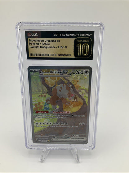Pokémon TCG Bloodmoon Ursaluna EX 216/167 Twilight Masquerade CGC PRISTINE 10