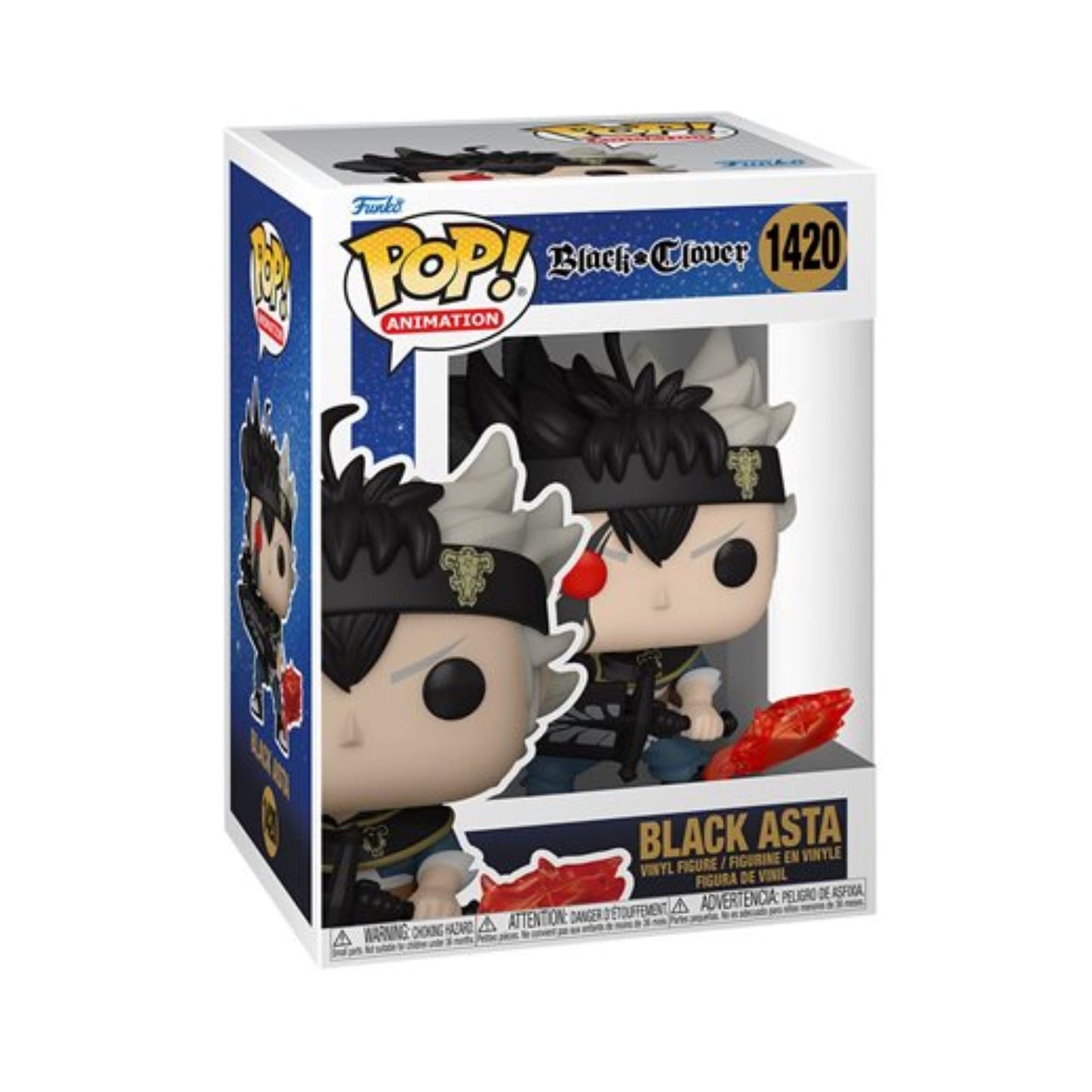 Black Asta Funko Pop! Black Clover - Vinyl Figure #1420 with Display Box Protector Case