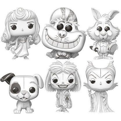 Disney Sketched 101 Dalmatians Wave 2 Funko Pop! Set of 6 (Cheshire Cat #1645, Aurora #1646, Cruella De Vil #1647, Maleficent #1648, Patch #1649, and White Rabbit #1650) Collectible Vinyl Figure - Estimated Arrival: Oct. 2025 (PRE-SALE)
