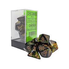 Chessex Dice Brush Polyhedral 7 Die Set Deep Forest Gold RPG Dice Set Tabletop Game