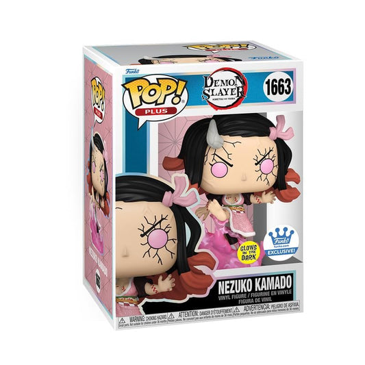 Nezuko Kamado Blood Demond Art Funko Pop! Plus Demond Slayer - Approx. 4.15" Collectible Glows In The Dark Exclusive Vinyl Figure #1663 with Window Display Box