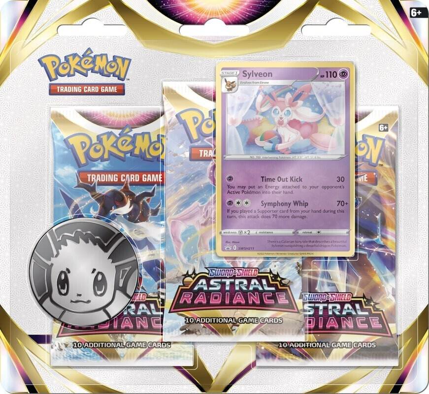 Pokemon TCG 3 Pack Blister Sword and Shield Astral Radiance Sylveon Trading Card Game