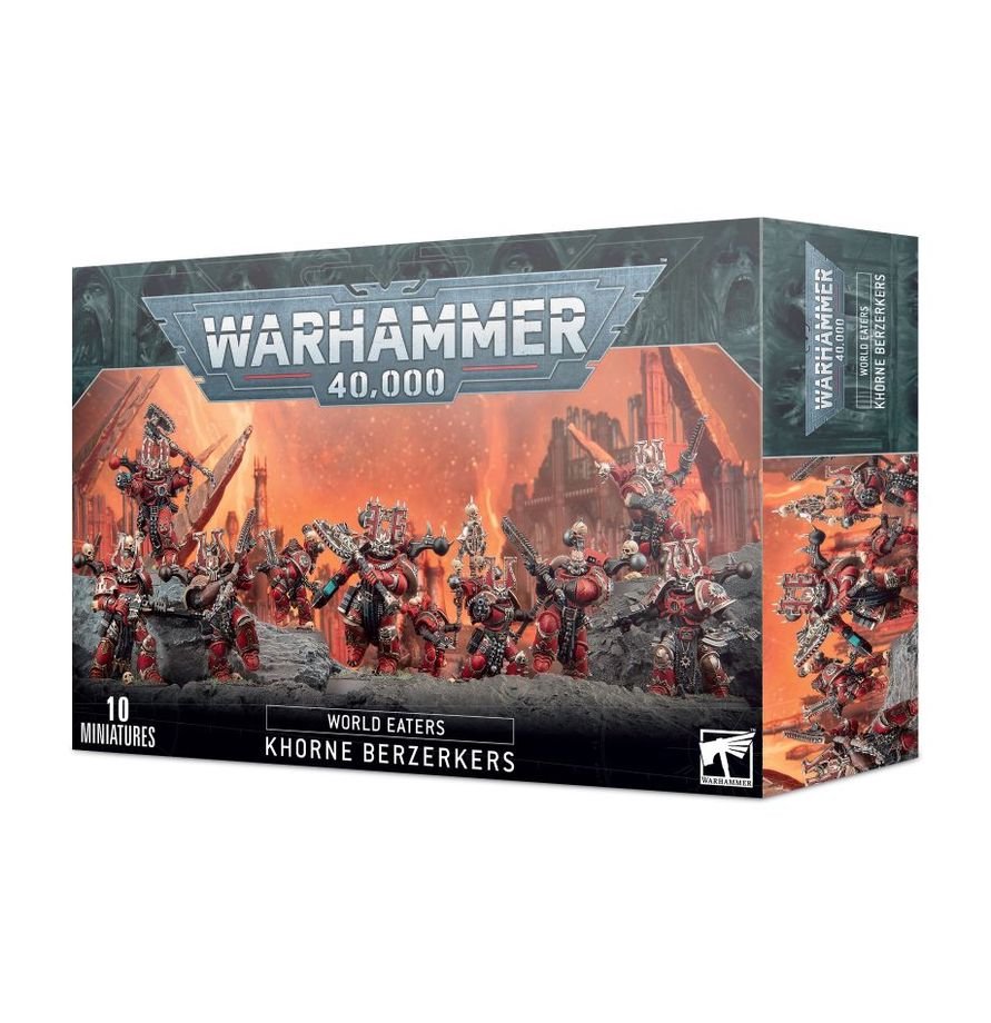 Warhammer 40,000 World Eaters Khorne Berzerkers – 10 Chaos Infantry Miniatures with Chain Weapons, Customisable Plastic Figures for Warhammer 40K
