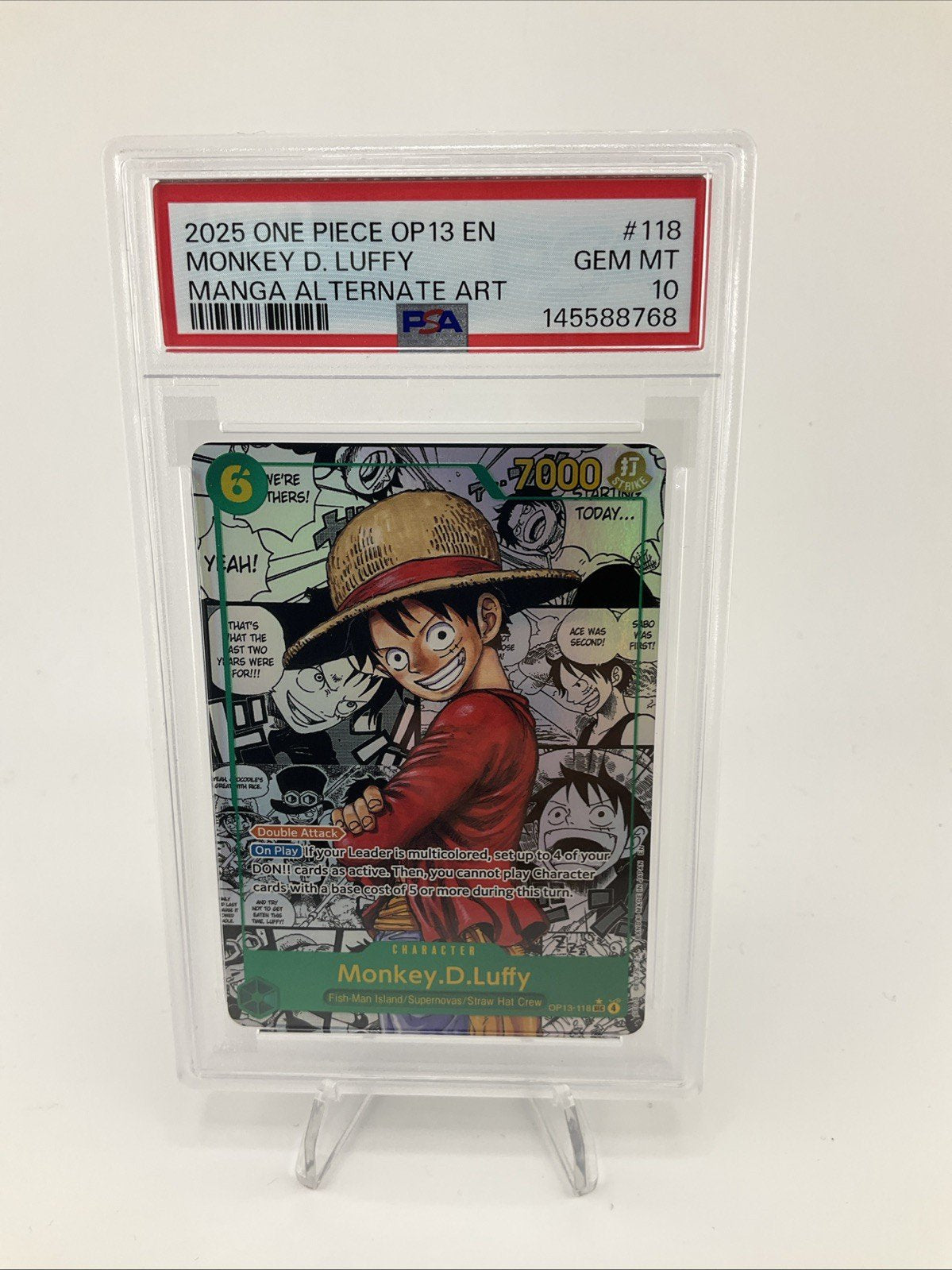 One Piece OP-13 118 Monkey D. Luffy Manga PSA 10 GEM MINT Carrying