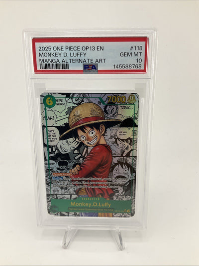 One Piece OP-13 118 Monkey D. Luffy Manga PSA 10 GEM MINT Carrying On His Will