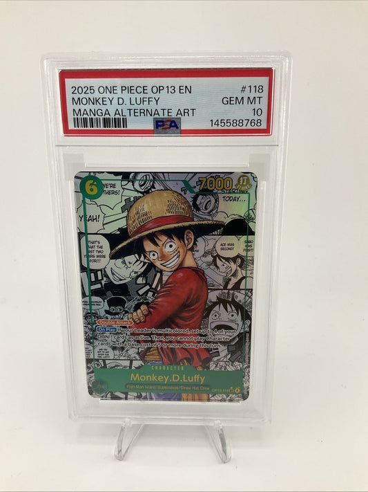 One Piece OP-13 118 Monkey D. Luffy Manga PSA 10 GEM MINT Carrying On His Will