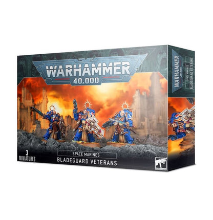 Warhammer 40,000 Space Marines Bladeguard Veteran Squad – 3 Plastic Miniatures with Power Swords & Storm Shields, Customizable Warhammer 40K Model Kit for Collectors & Tabletop Gaming (PRE-ORDER)