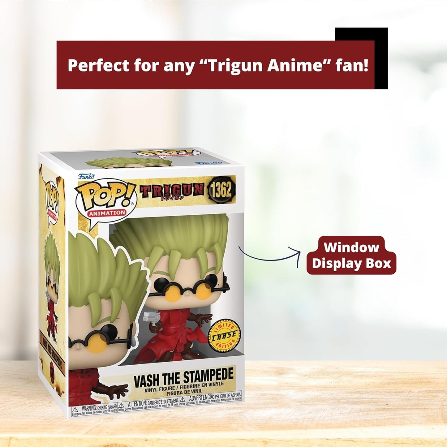 Vash The Stampede Funko Pop! Animation Trigun - Chase Limited Edition Vinyl Figure #1362 with Display Box Protector Case