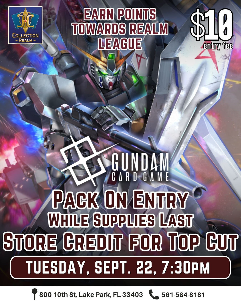 Gundam Card Game Tournament – September 22, 2026 (Tuesday 7:30 PM)