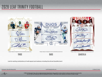 2026 Leaf Trinity Football NFL Factory Sealed 8 Box Hobby Jumbo Case, Premium Football Trading Cards for Collectors and Sports Memorabilia Fans (PRE-ORDER)