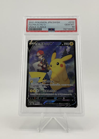 Pokémon TCG 2021 Pikachu JPN. SWSH #222 FA / Pikachu V VMAX Climax Japanese PSA 10 - Gem Mt.