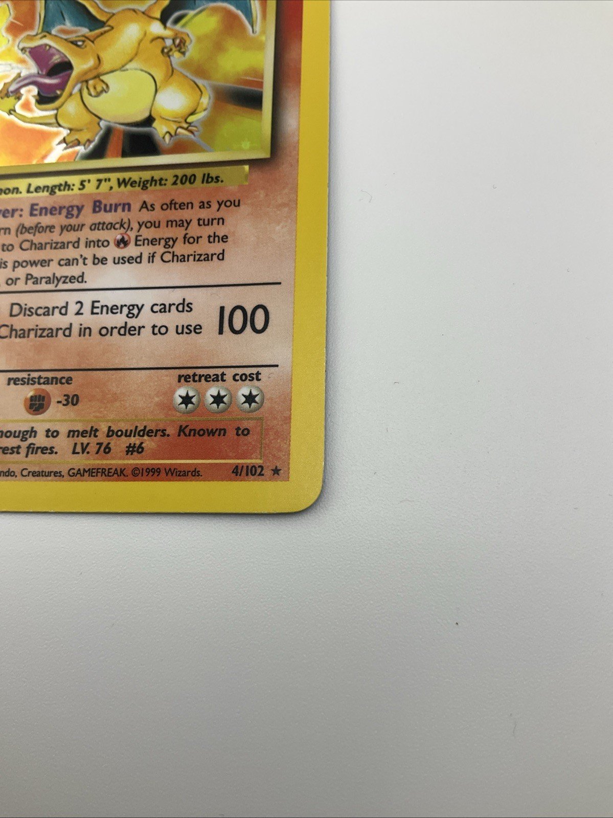 Pokémon TCG Charizard Base Set Holo Unlimited Rare Card 4/102 Vintage 1999 LP+
