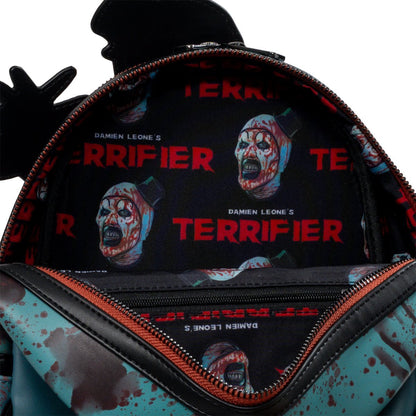 Loungefly Terrifier Art the Clown Glow-in-the-Dark Blood Splatter Mini Backpack - Entertainment Earth Exclusive Faux Leather Horror Collectible Bag with Adjustable Straps, 10 x 9 x 6 Inches