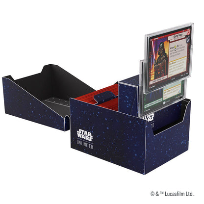 Star Wars Unlimited Twin Suns Soft Crate Card Back Blue, Officially Licensed Deck Box with Token Box and 2 Slide Card Cases, Holds Double-Sleeved Cards, Gamegenic