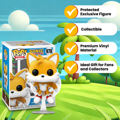 Tails Funko Pop! Games Sonic The Hedgehog - Flocked - Specialty Series Exclusive - Chase Limited Edition Vinyl Figure #978  with Window Display Box