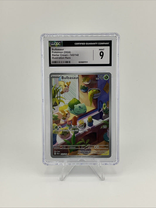 Pokémon TCG Bulbasaur Stellar Crown Illustration Rare Card 143/142 CGC 9