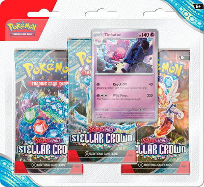 Pokemon TCG Scarlet and Violet Stellar Crown 3 Pack Blister Tinkaton Trading Card Game