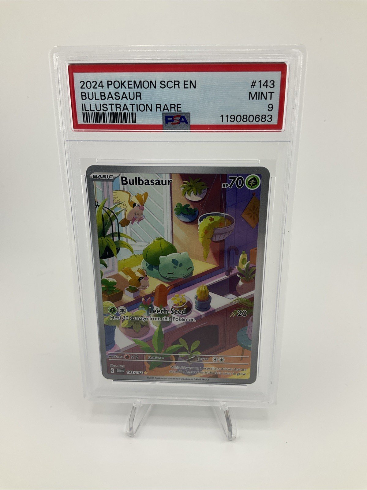Pokémon TCG Bulbasaur Illustration Rare Stellar Crown #143/142 PSA 9