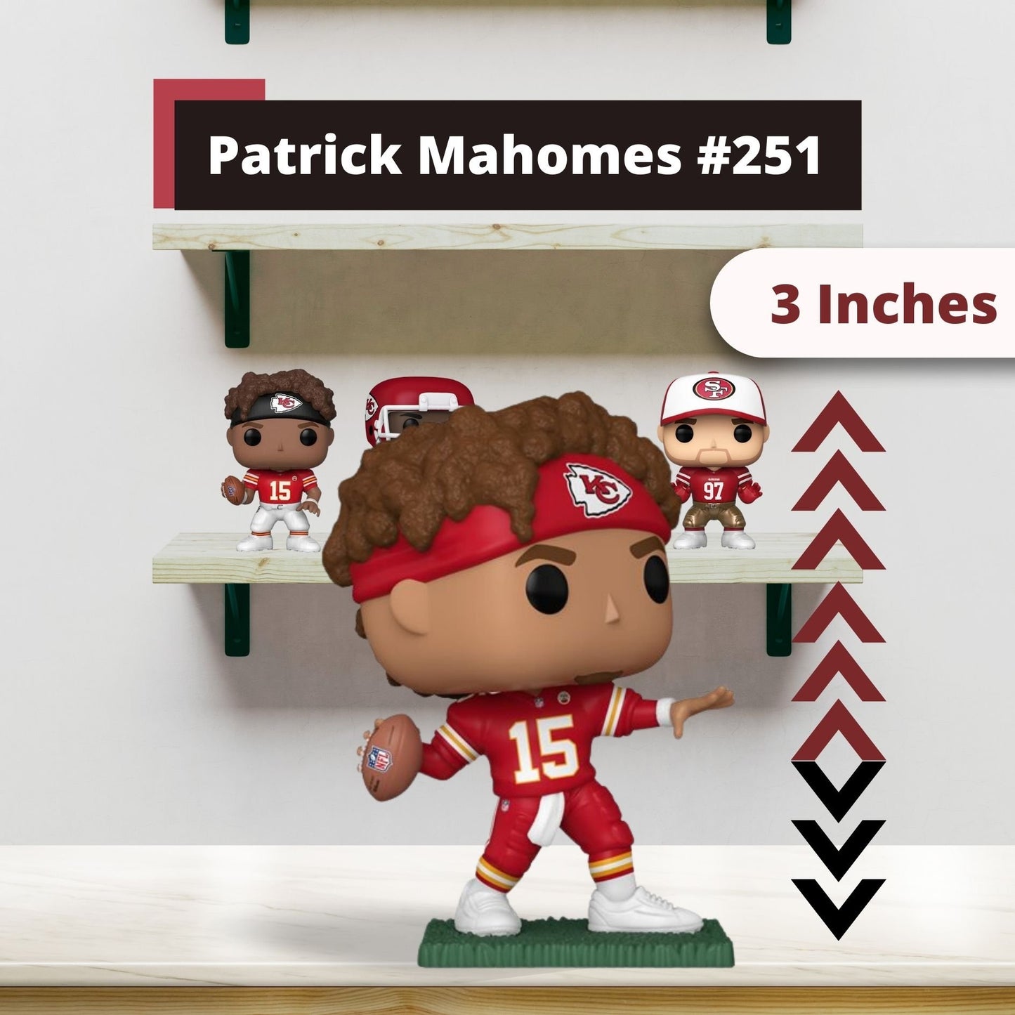 Patrick Mahomes II NFL Kansas City Funko Pop! Football Chiefs - Vinyl Figure 251 with Display Box Protector Case