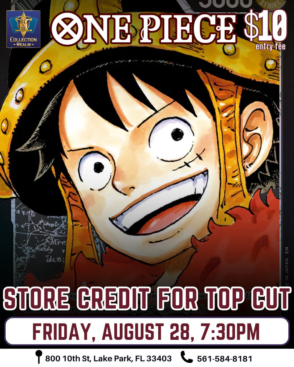 One Piece TCG Tournament – August 28, 2026 (Friday 7:30 PM)
