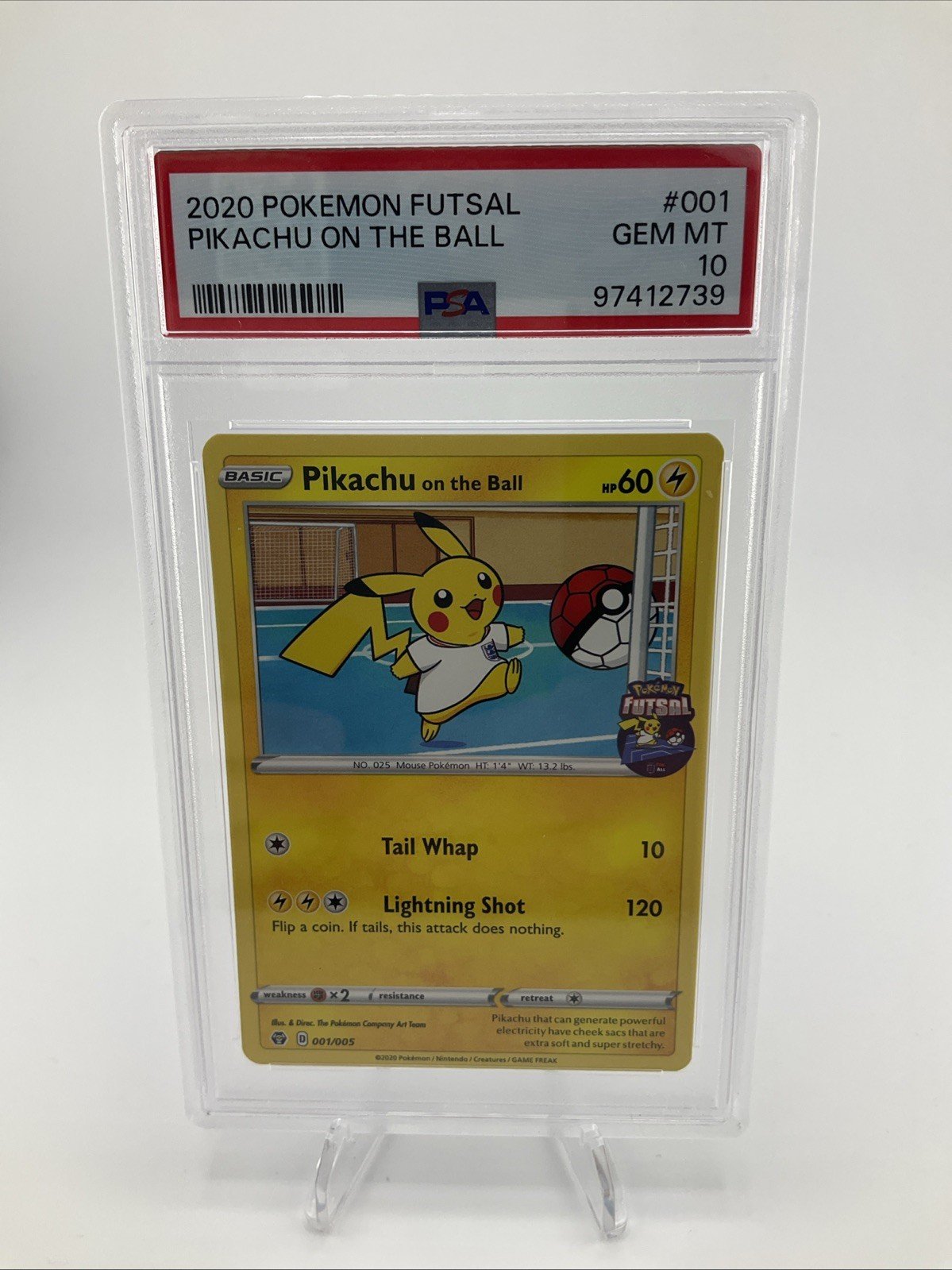 PSA 10 Gem Mint Pokemon Pikachu on the Ball 001/005 Pokemon Futsal Promo 2020