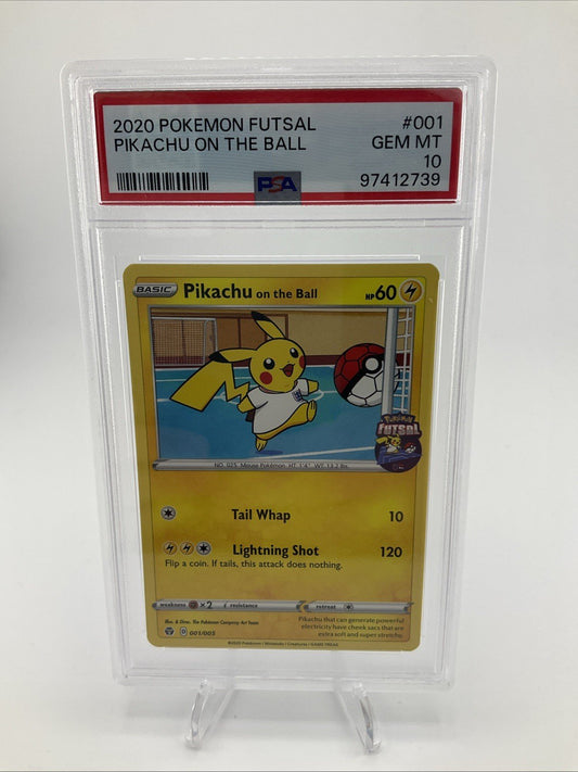 PSA 10 Gem Mint Pokemon Pikachu on the Ball 001/005 Pokemon Futsal Promo 2020