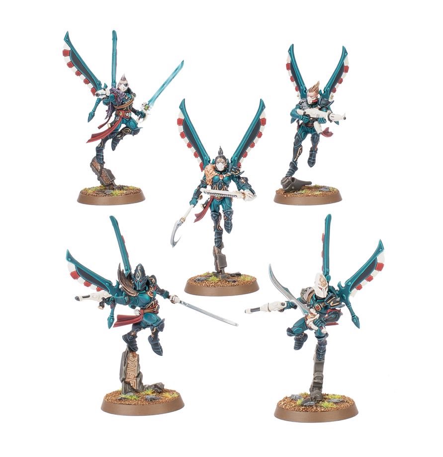 Warhammer 40,000 Aeldari Corsair Skyreavers Miniatures Set – 5 Customizable Plastic Figures with Jump Packs & Weapon Options for Warhammer 40K (PRE-ORDER)