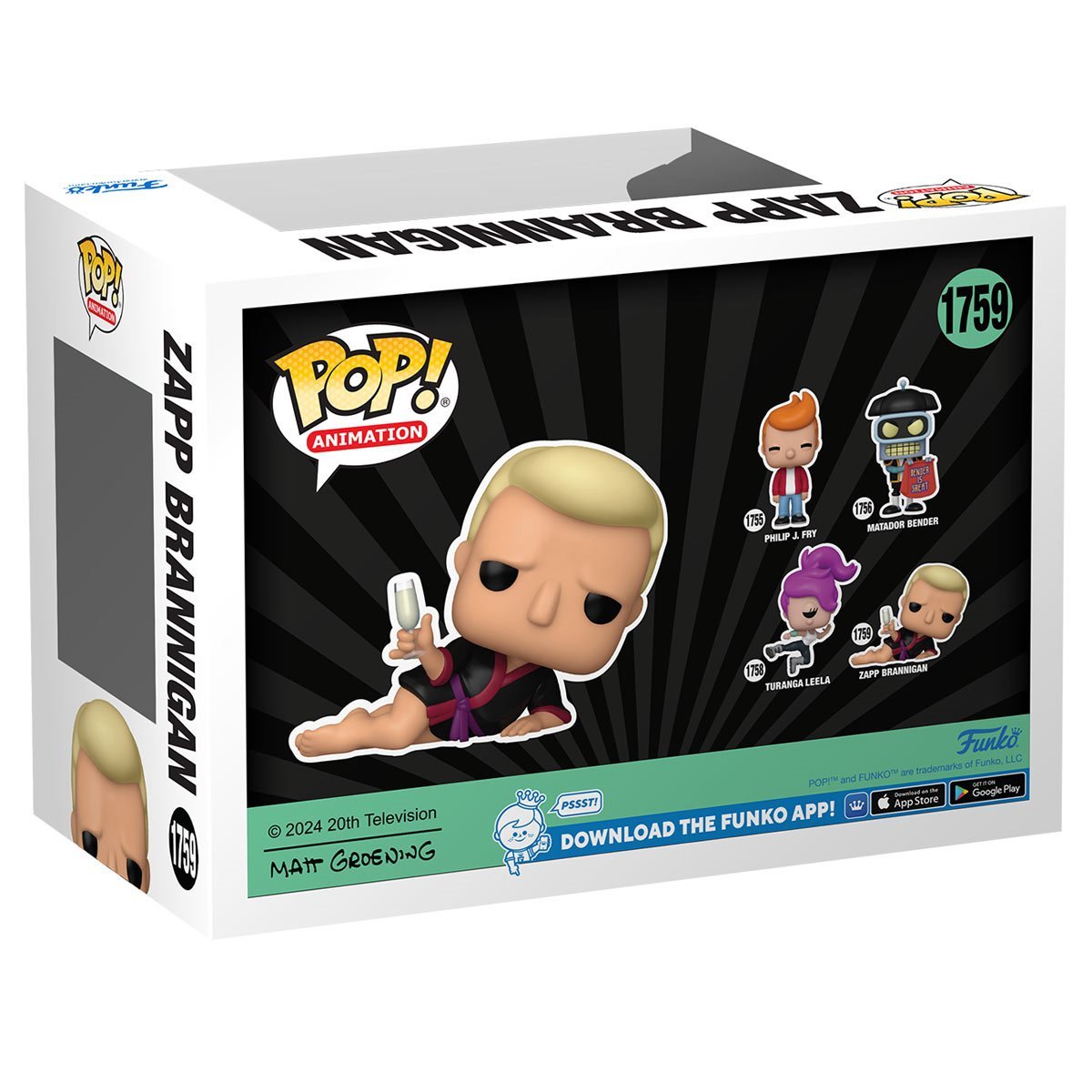 Futurama Wave 4 Funko Pop! Animation - Set of 4 (Philip J. Fry #1755, Matador Bender #1756, Turanga Leela #1758, and Zapp Brannigan #1759) Collectible Vinyl Figures (PRE-SALE)