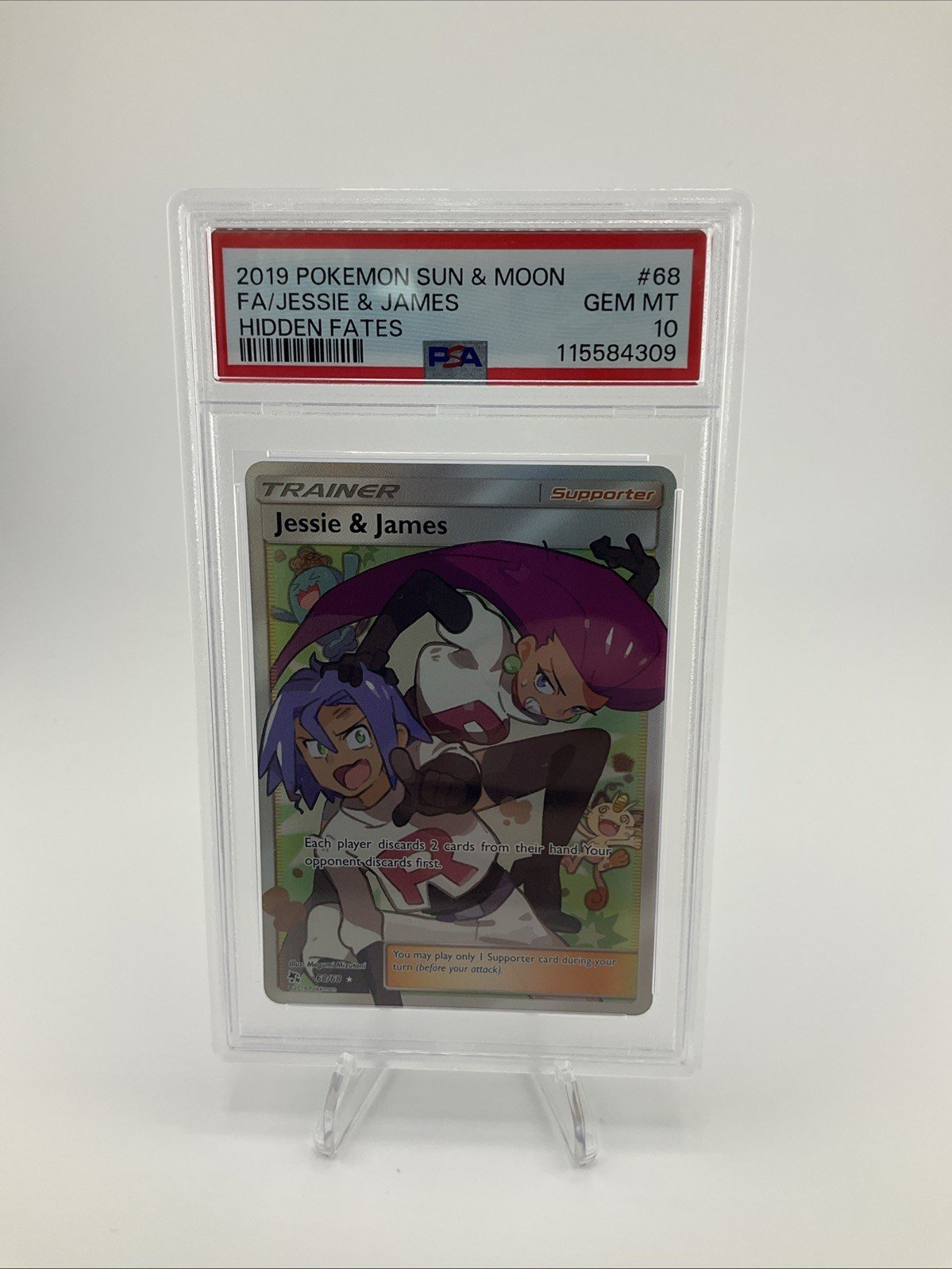 PSA 10 Jessie and James Full Art 68/68 Hidden Fates Pokemon Card 2019 GEM MINT