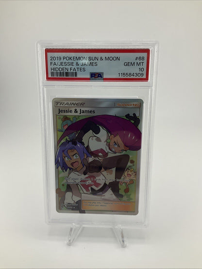 PSA 10 Jessie and James Full Art 68/68 Hidden Fates Pokemon Card 2019 GEM MINT