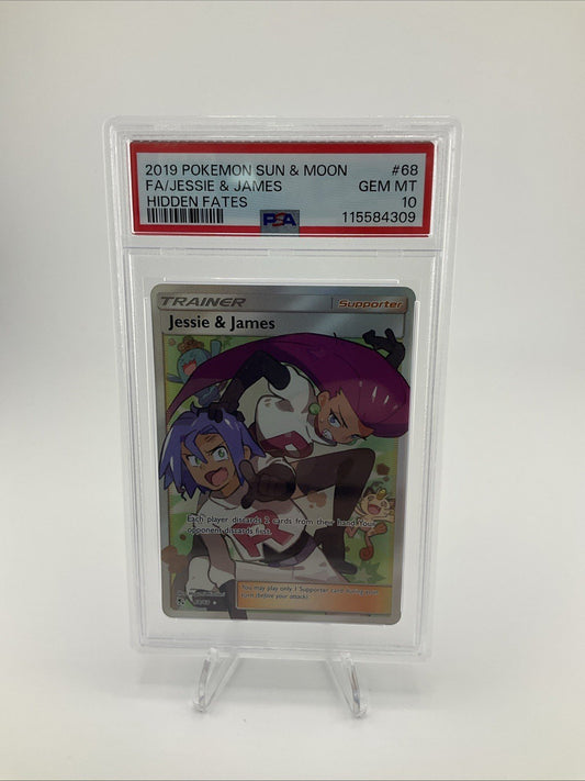 PSA 10 Jessie and James Full Art 68/68 Hidden Fates Pokemon Card 2019 GEM MINT