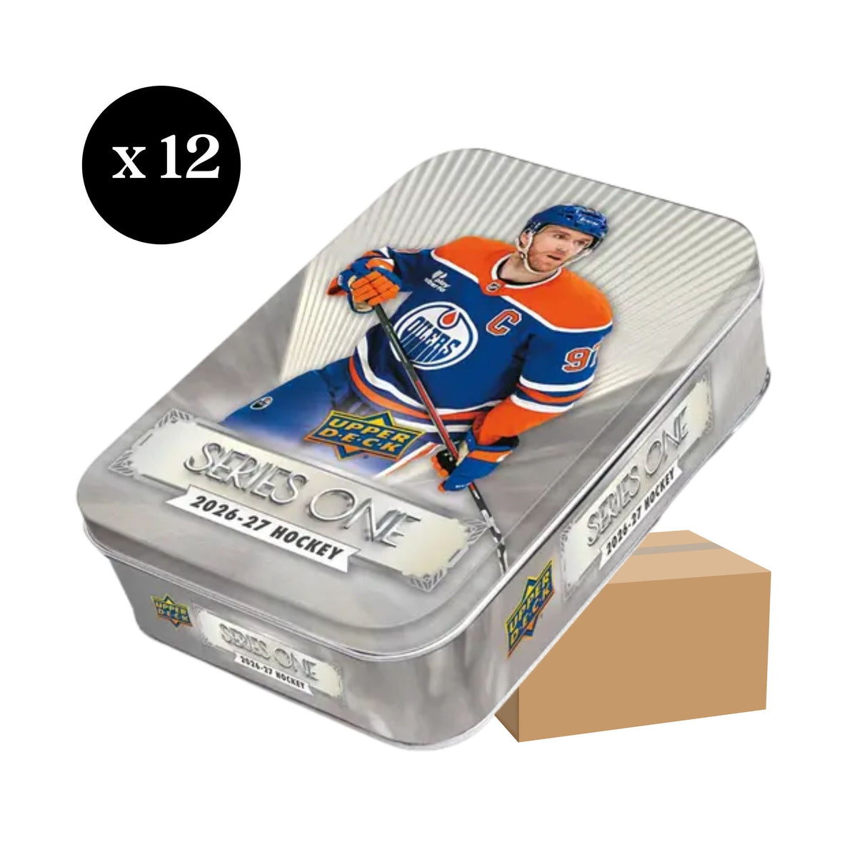 2026/27 Upper Deck Series 1 Hockey Tin Case | 12 Tins Per Case | 8 Packs + Exclusive Dazzlers Bonus Pack Per Tin | Young Guns Rookie Cards | NHL Trading Card Box Set