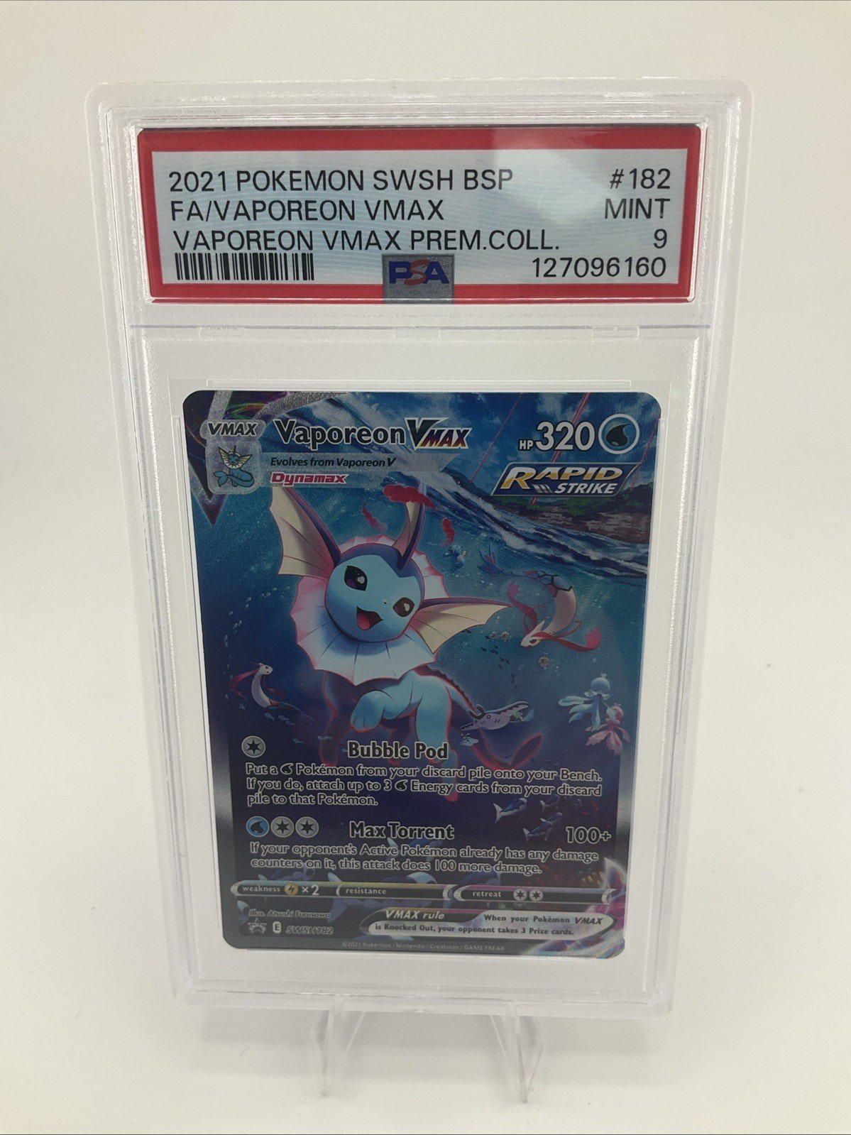 PSA 9 Mint 2021 Pokemon Vaporeon VMAX SWSH182 Sword & Shield Promo