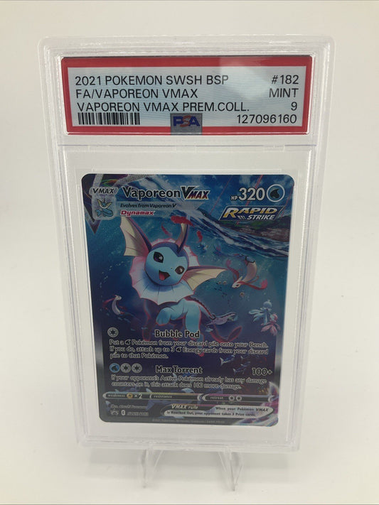 PSA 9 Mint 2021 Pokemon Vaporeon VMAX SWSH182 Sword & Shield Promo