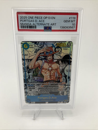 One Piece Portgas D Ace Manga PSA 10 GEM MINT MBA Black Diamond OP13 #119