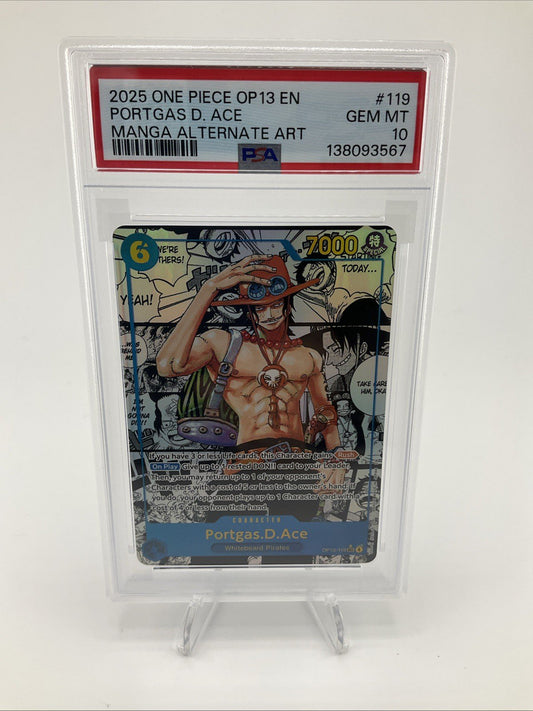 One Piece Portgas D Ace Manga PSA 10 GEM MINT MBA Black Diamond OP13 #119