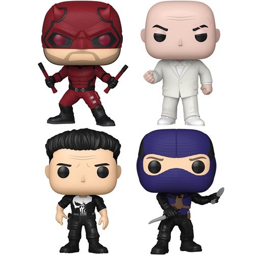 Daredevil: Born Again Funko Pop! - Set of 4 (Bullseye #1546, Punisher #1545, Kingpin #1544, and Daredevil with Nunchucks #1543) Collectible Vinyl Figures