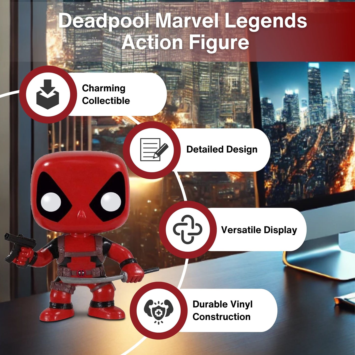 Deadpool Funko Pop! Marvel Universe - Approx.3 3/4" Collectible Vinyl Bobble-Head Figure #20 with Display Box Protector Case