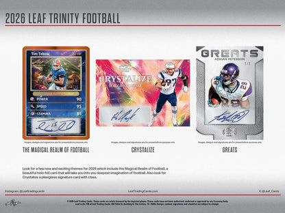 2026 Leaf Trinity Football Hobby Box, 7 Premium Autograph Cards Per Box, Base Steel Clear Autos, Rookie Auto Memorabilia, Jeremiah Smith Chase, Football Trading Card Collectible (PRE-ORDER)