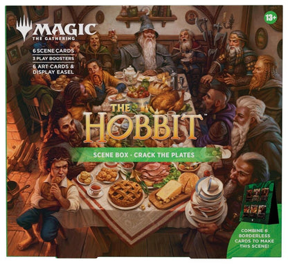 Magic: The Gathering The Hobbit Crack the Plates Scene Box | 3 Play Boosters, 6 Traditional Foil Scene Cards, 6 Art Cards & Display Easel | Middle-earth Collectible MTG Set (PREORDER - Release Date August 14, 2026)