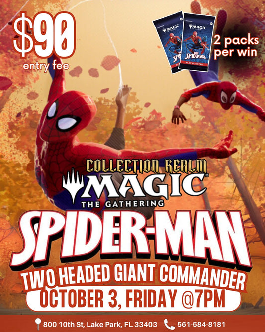 Magic: The Gathering Spider-Man Two-Headed Giant Commander Tournament Friday, October 3, 2025 at 7:00 PM